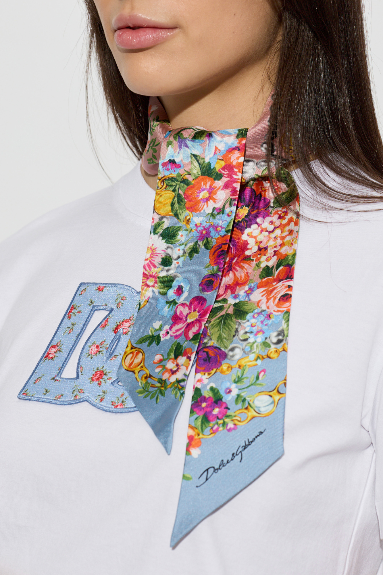 Dolce & Gabbana Silk scarf with floral motif | Women's | Vitkac